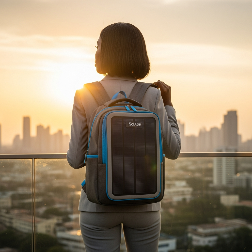 ChargeBot solar backpack presented for a Nigerian corporate gifting and employee-recognition programme.
